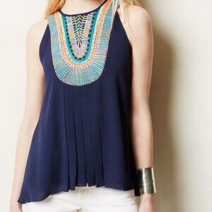 ANTHROPOLOGIE EMBROIDERED FULLY LINED SWING TANK SIZE SP